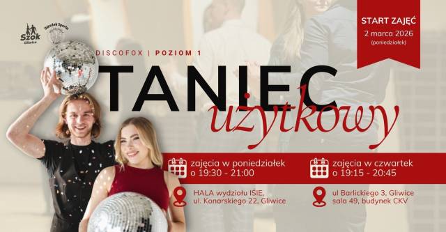 Taniec użytkowy - zatańcz pewnie na każdej imprezie | KURS | 14 zajęć 