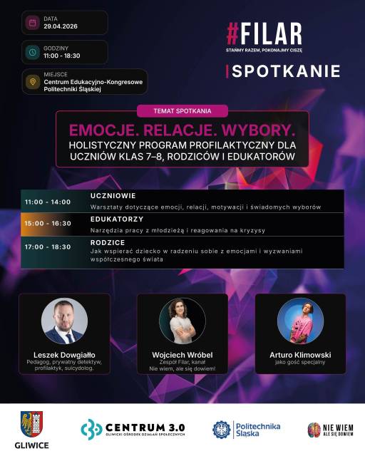 Konferencja „Emocje – Relacje – Wybory” – Dla Rodziców I Uczniów I Nauczycieli, Edukatorów i osób pracujących z dziećmi i młodzieżą 