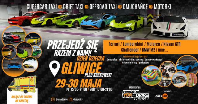 Przejedź się Lamborghini, Ferrari, McLaren i spełnij swoje marzenia! Wesprzyj zbiórkę na karetkę dla dzieci!