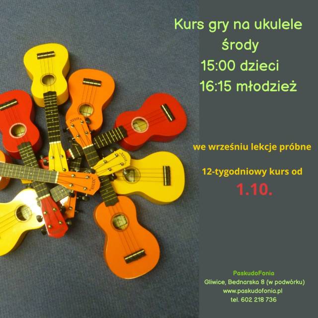 Jesienny kurs gry na ukulele dla młodzieży – środy godz. 16:15